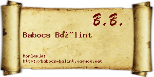 Babocs Bálint névjegykártya